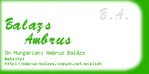 balazs ambrus business card